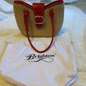 WOMANS BRIGHTON RED RAFFIA TOTE